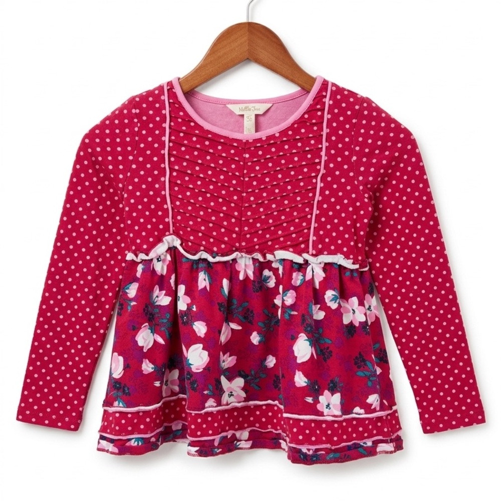 Matilda Jane Hot Pink Polka Dot Floral Ruffle Top
